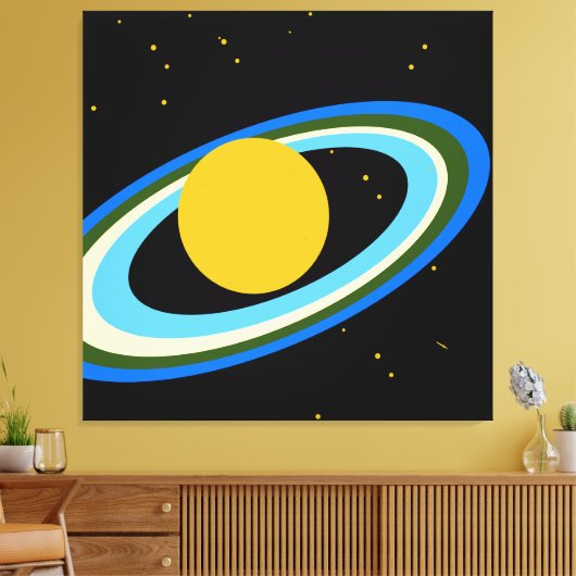 Spaß strahlend farbenfroher Planet Saturn im Weltr Leinwanddruck (Insitu (Wohnzimmer))