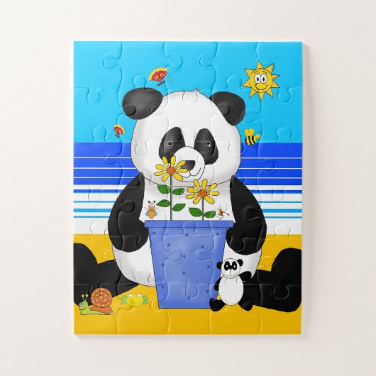 Spaß Strand panda Bär Kinder Puzzle (Vertikal)