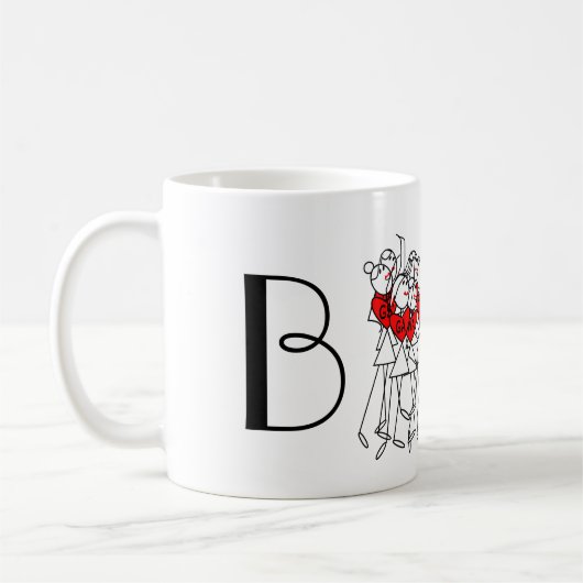 Spaß-Strichmännchenpersonalisierter Netball Kaffeetasse (Links)