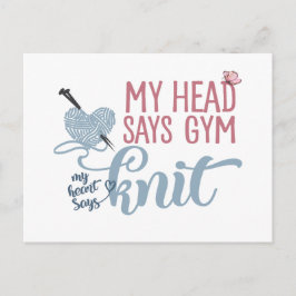 Spaß Strick oder Gym Dilemna für Knitter & Garnlie Postkarte