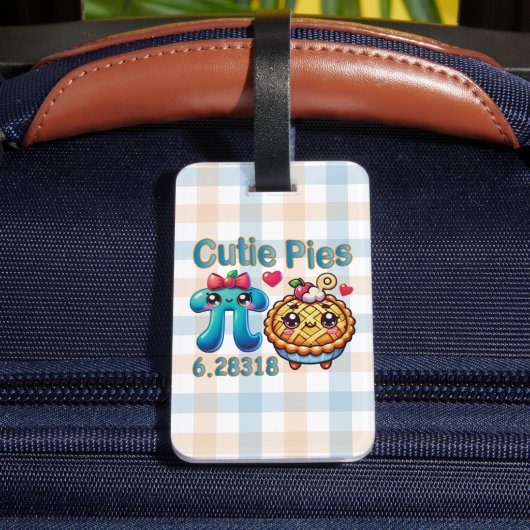 Spaß "Süsse Pies" Niedlich Pi Symbol & Pie Pub Gepäckanhänger (Rückseite Insitu 4)