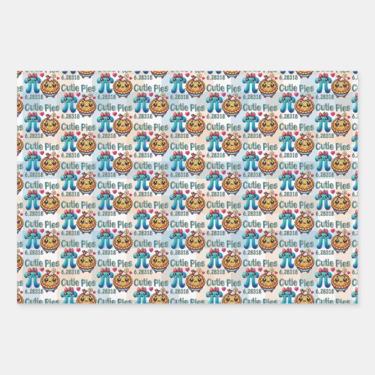 Spaß "Süsse Pies" Niedlich Pi Symbol & Pie Pub Geschenkpapier Set (Vorderseite)