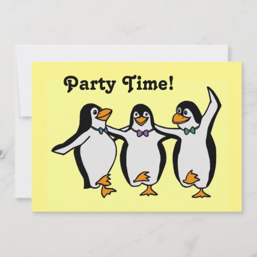 Spaß tanzende Pinguine Party Zeit! Einladung (Vorderseite)
