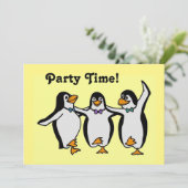 Spaß tanzende Pinguine Party Zeit! Einladung (Stehend Vorderseite)
