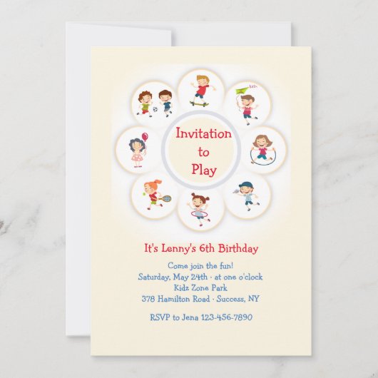 Spaß-Tätigkeits-Einladung Einladung (Vorderseite)