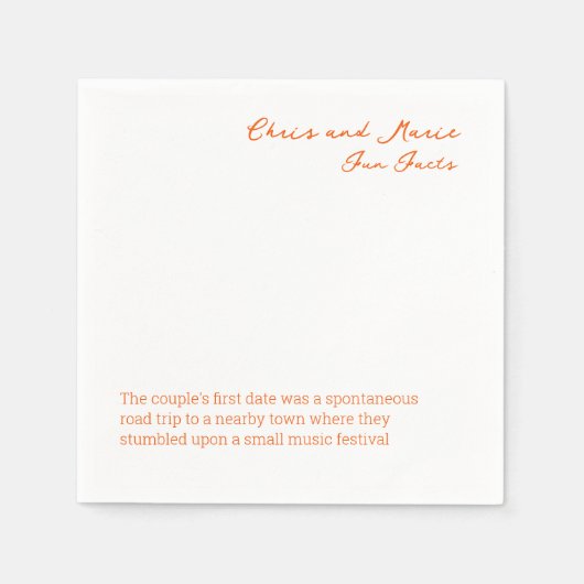 Spaß Tatsache Napkin Hochzeitscocktail-Stunde Serviette (Vorderseite)