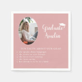Spaß Tatsache über Graduate Pink Foto Abschluss Serviette (Vorderseite)