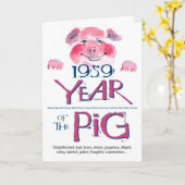 Spaß-Tatsachen-Schwein-lustiger Geburtstag 1959 Karte (Gelbe Blume)