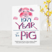 Spaß-Tatsachen-Schwein-lustiger Geburtstag 1971 Karte (Gelbe Blume)