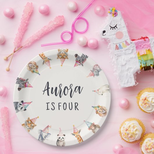 Spaß Tiere in Party Hats Geachtetes Party Teller (Party)