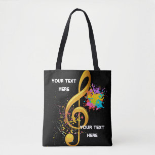 Spaß Treble Clef musikalische Note. Bearbeitbarer Tasche