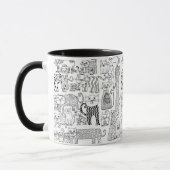 Spaß Trendy Black and White Cats Gemustert Tasse (Links)