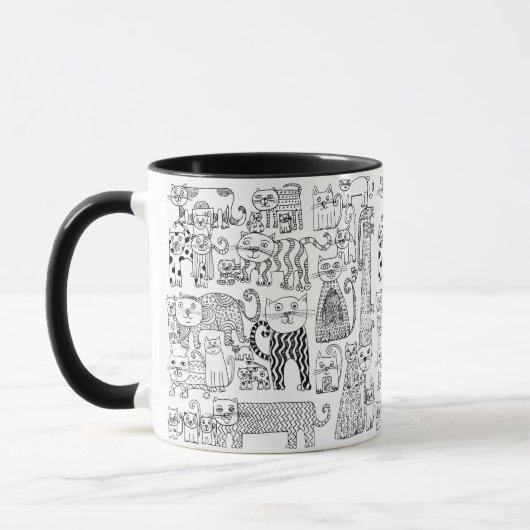 Spaß Trendy Black and White Cats Gemustert Tasse (Links)