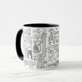 Spaß Trendy Black and White Cats Gemustert Tasse (Vorderseite Links)