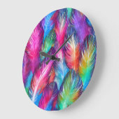Spaß Trendy Colorful Feather Gemustert Große Wanduhr (Winkel)