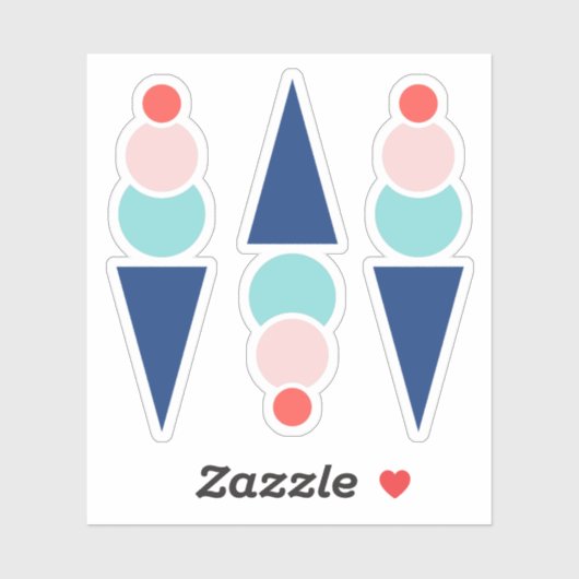Spaß Trendy Ice Cream Cone Stickers Aufkleber (Blatt)