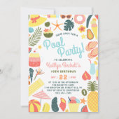 Spaß & Trendy Summer Pool Party jeden Geburtstag Einladung (Vorderseite)