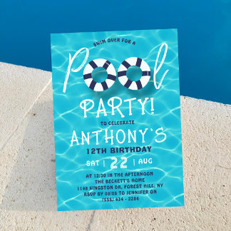 Spaß & Trendy Summer Pool Party jeden Geburtstag Einladung