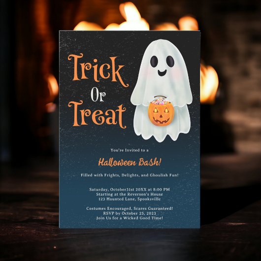 Spaß Trick oder ghost kürbiskürbis Halloween-Party Einladung