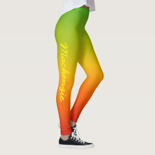 Spaß tropisches karibisches Rot Gelb Grün und Name Leggings
