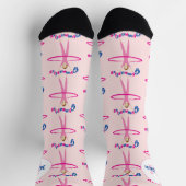 Spaß-Turntext Rosa Hula-Hoop-Mädchen Monogramm Socken (Oben)