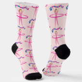 Spaß-Turntext Rosa Hula-Hoop-Mädchen Monogramm Socken (Gewinkelt)