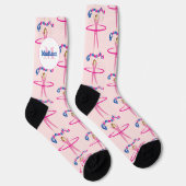 Spaß-Turntext Rosa Hula-Hoop-Mädchen Monogramm Socken (Rechts)