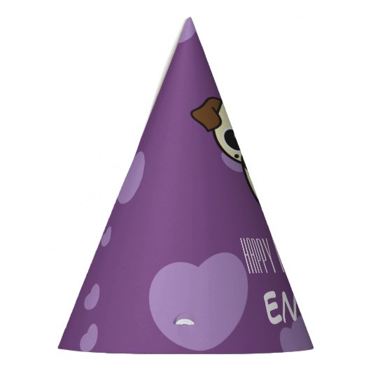 Spaß u. niedlicher Mops-lila Herz-Entwurf Partyhütchen (Links)