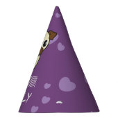 Spaß u. niedlicher Mops-lila Herz-Entwurf Partyhütchen (Rechts)