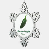 Spaß u. würziger Jalapeno-Pfeffer Schneeflocken Zinn-Ornament (Rechts)