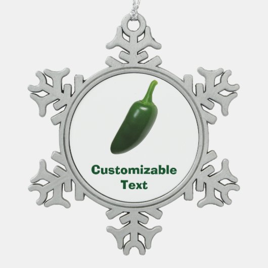 Spaß u. würziger Jalapeno-Pfeffer Schneeflocken Zinn-Ornament (Vorderseite)
