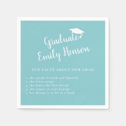 Spaß über Graduate Mint Blue Abschluss Serviette (Vorderseite)