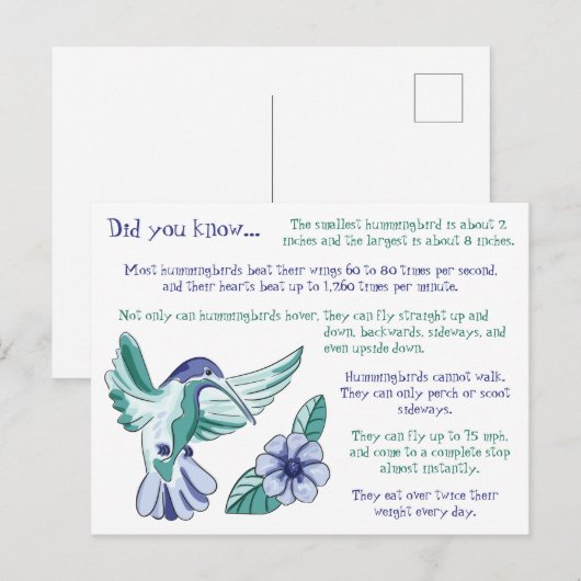 Spaß über Hummingvögel Postkarte (Vorne/Hinten)