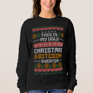 Spaß UGLY CHRISTMAS BITCOIN Imitats Strick Muster Sweatshirt