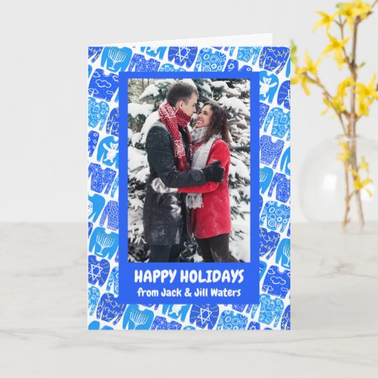 Spaß Ugly Hanukkah Sweaters Niedlich CUSTOM Urlaub Karte (Gelbe Blume)