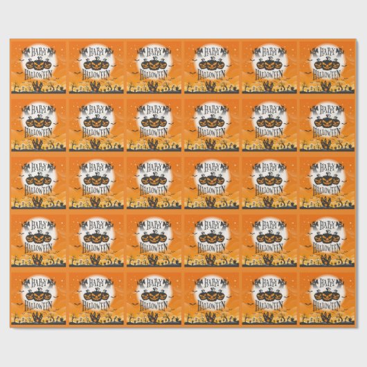 Spaß und Beängstigendes Glück Halloween Geschenkpapier (Flach)