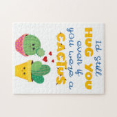 Spaß und bunter Cartoon Kaktus in der Liebe romant Puzzle (Horizontal)