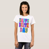 Spaß und bunter glücklicher Geburtstag T-Shirt (Vorne ganz)