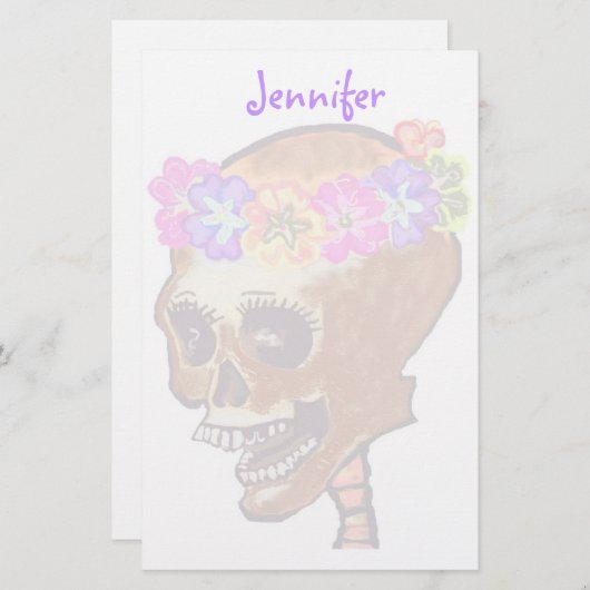 Spaß und buntes Schädelbriefpapier Briefpapier (Vorne/Hinten)