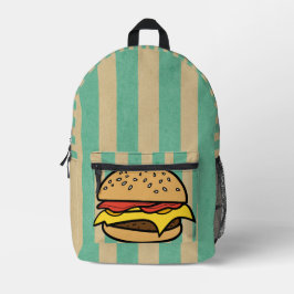 Spaß und cooles Retro Hamburger Blaue Streifen Bedruckter Rucksack