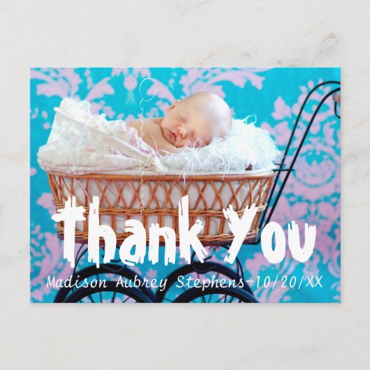 Spaß und einfach Danke Baby Dusche Postkarte (Vorderseite)