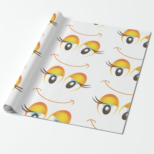 Spaß und einfaches Gesicht mit den Wimpern Geschenkpapier (Ungerollt)