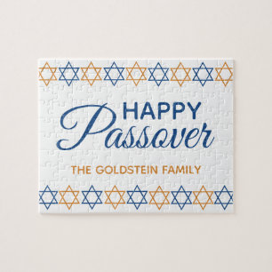Spaß und Eleganter Blue und Gold Happy Pessach Puzzle
