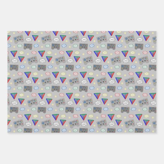 Spaß und Extravagant 3-System-Gamer Geschenkpapier Set (Vorderseite)