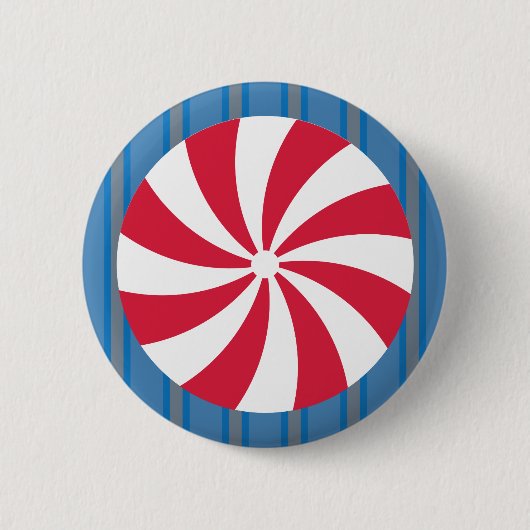 Spaß und Extravagant Blue Christmas Peppermint Can Button (Vorderseite)