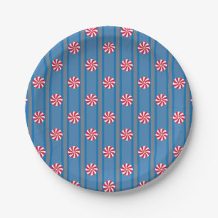 Spaß und Extravagant Blue Christmas Peppermint Can Pappteller