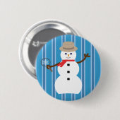 Spaß und Extravagant Blue Snowman Detective Button (Vorne & Hinten)