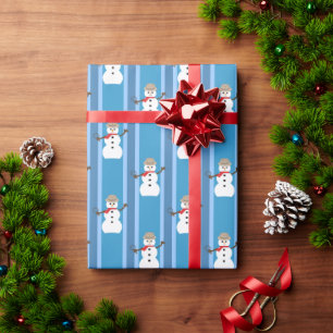 Spaß und Extravagant Blue Snowman Detective Geschenkpapier