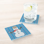 Spaß und Extravagant Blue Snowman Detective Glasuntersetzer (Schrägansicht)