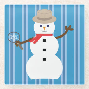 Spaß und Extravagant Blue Snowman Detective Glasuntersetzer